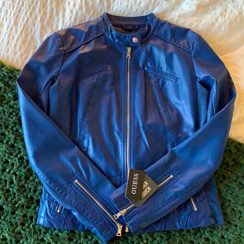 Women’s leather Guess blue jacket